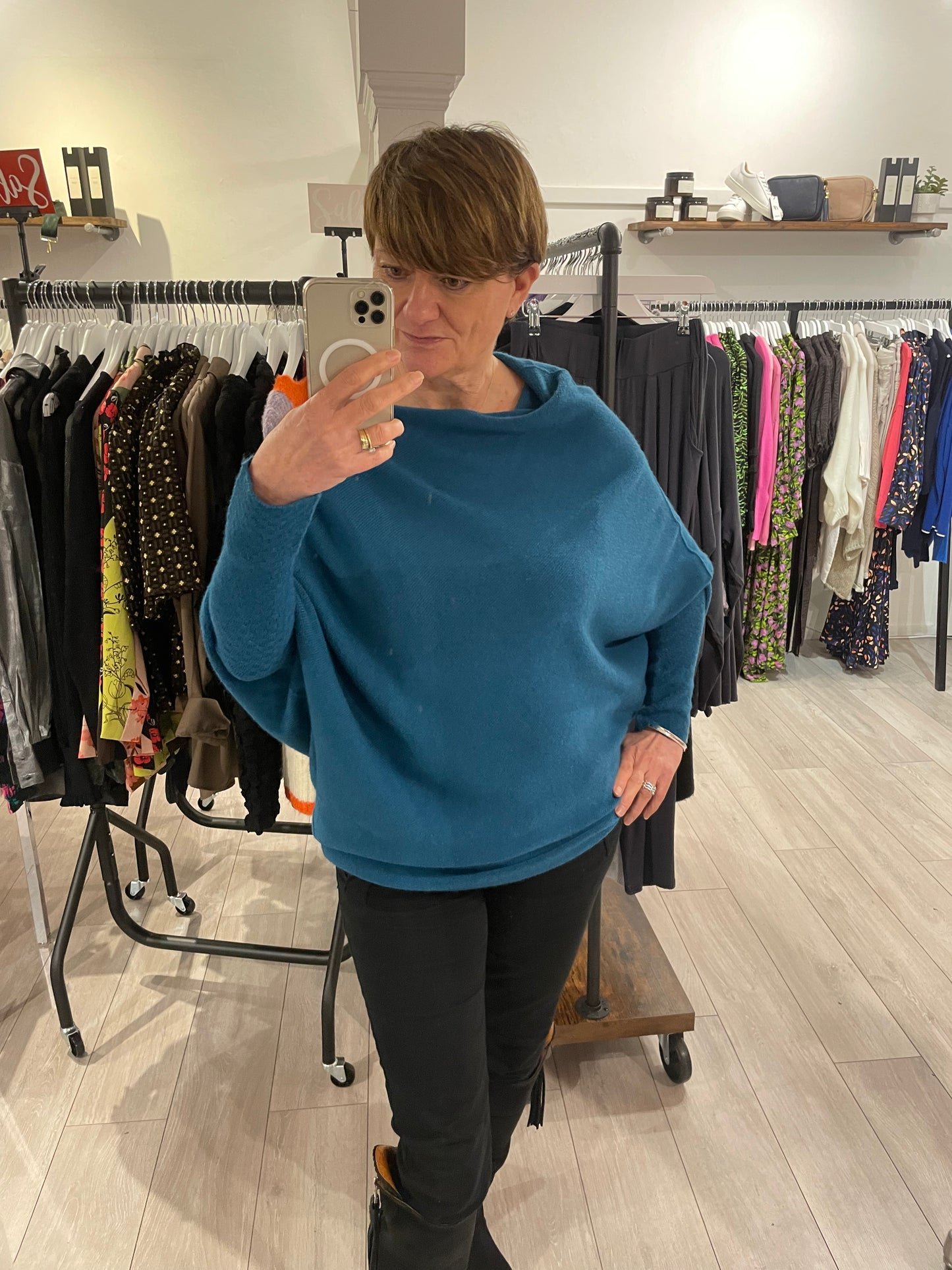 Asymmetric Draped Soft Knitted Jumper | Teal