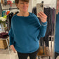 Asymmetric Draped Soft Knitted Jumper | Teal