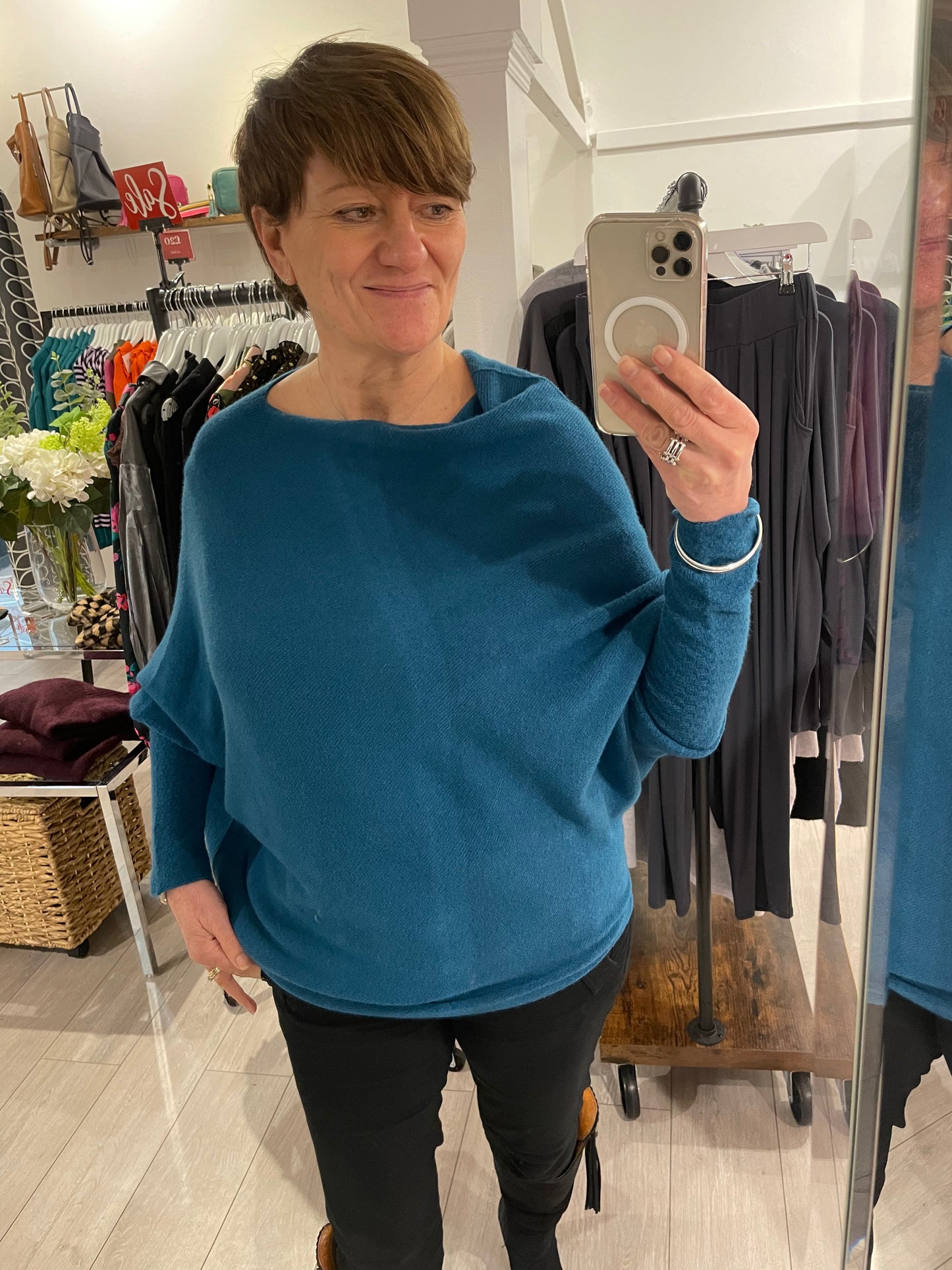 Asymmetric Draped Soft Knitted Jumper | Teal