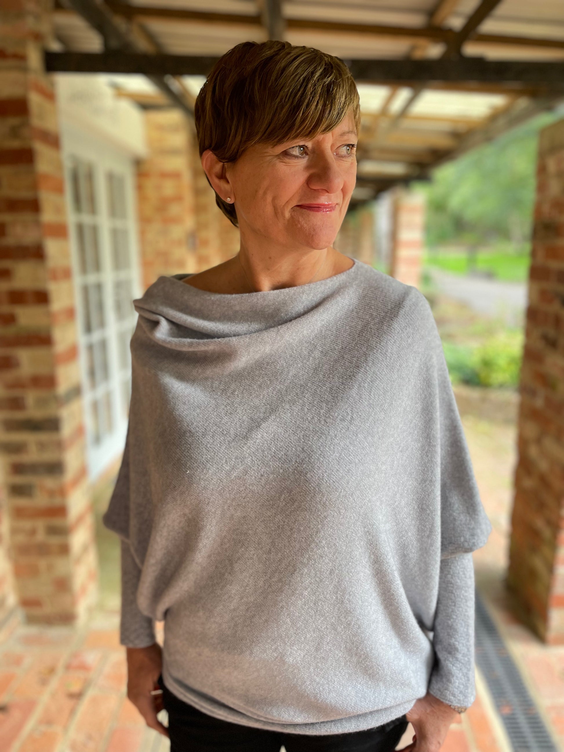One pocket cowl neck 2025 asymmetrical sweater