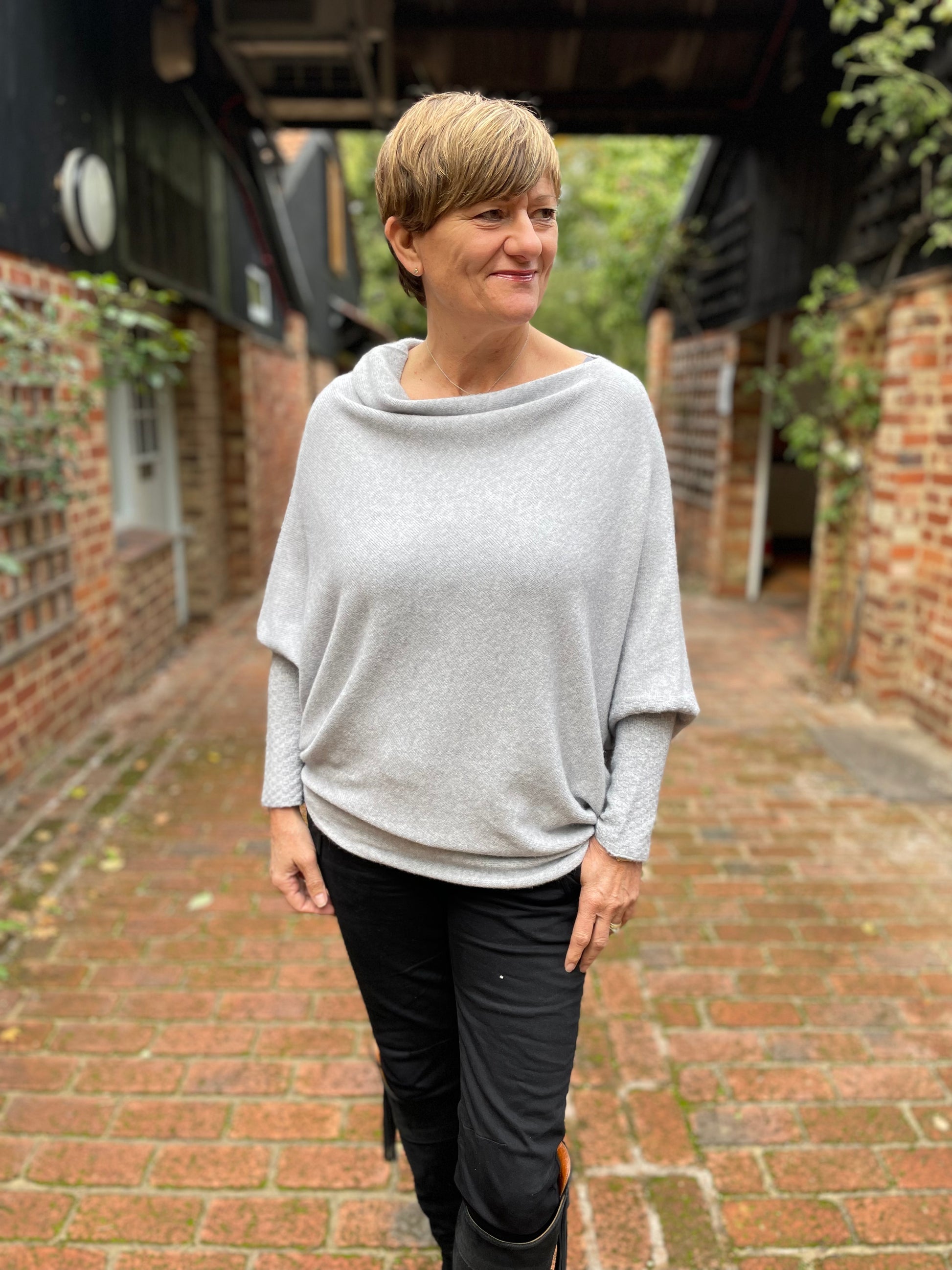 Asymmetric Draped Soft Knitted Jumper Grey