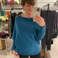 Asymmetric Draped Soft Knitted Jumper | Teal