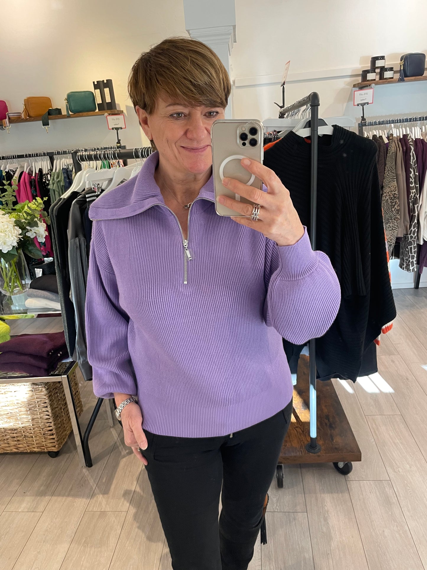 Half Zip Knitted Sweater | Lilac