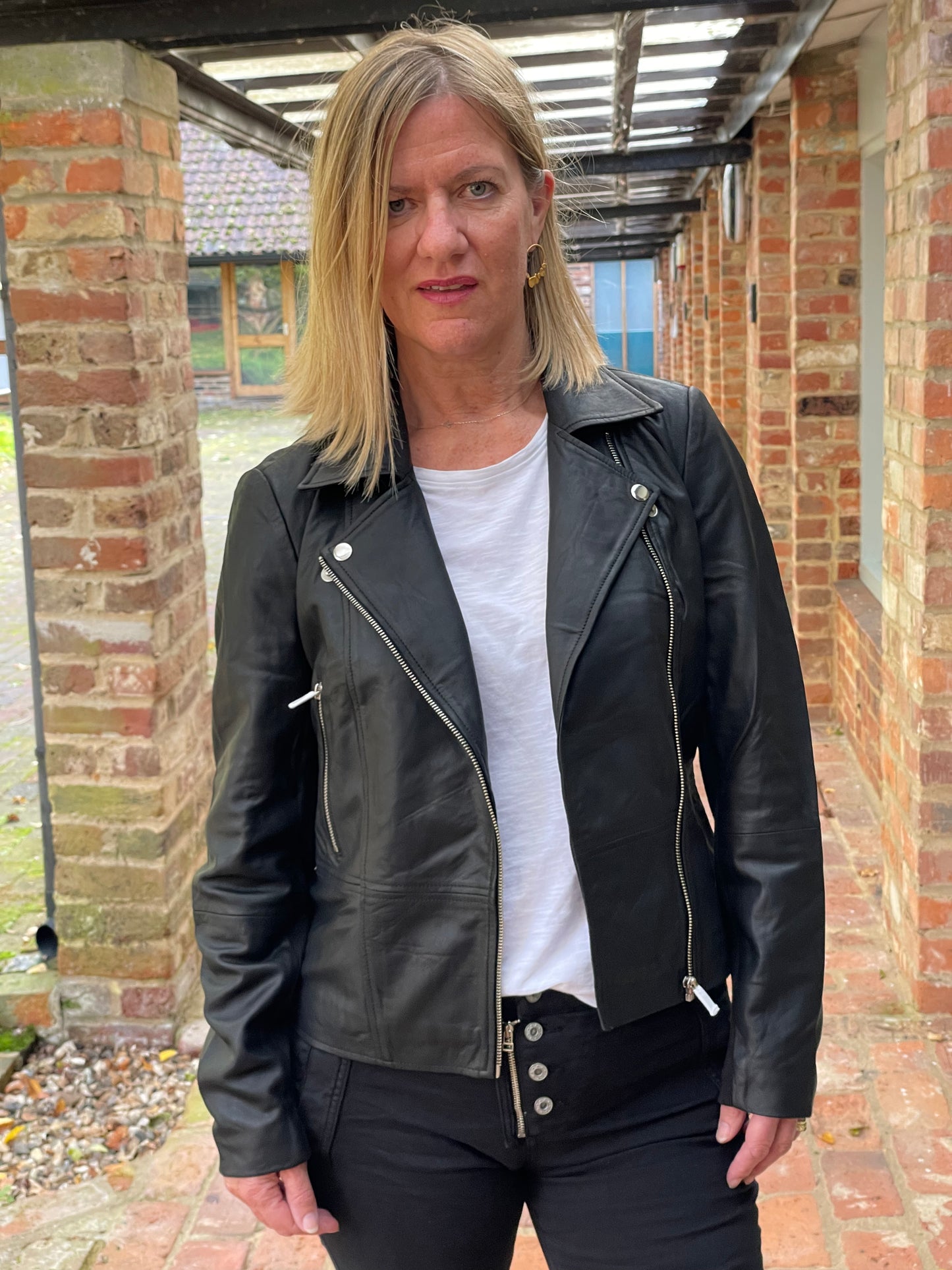 YAS Sophie Leather Jacket | Black