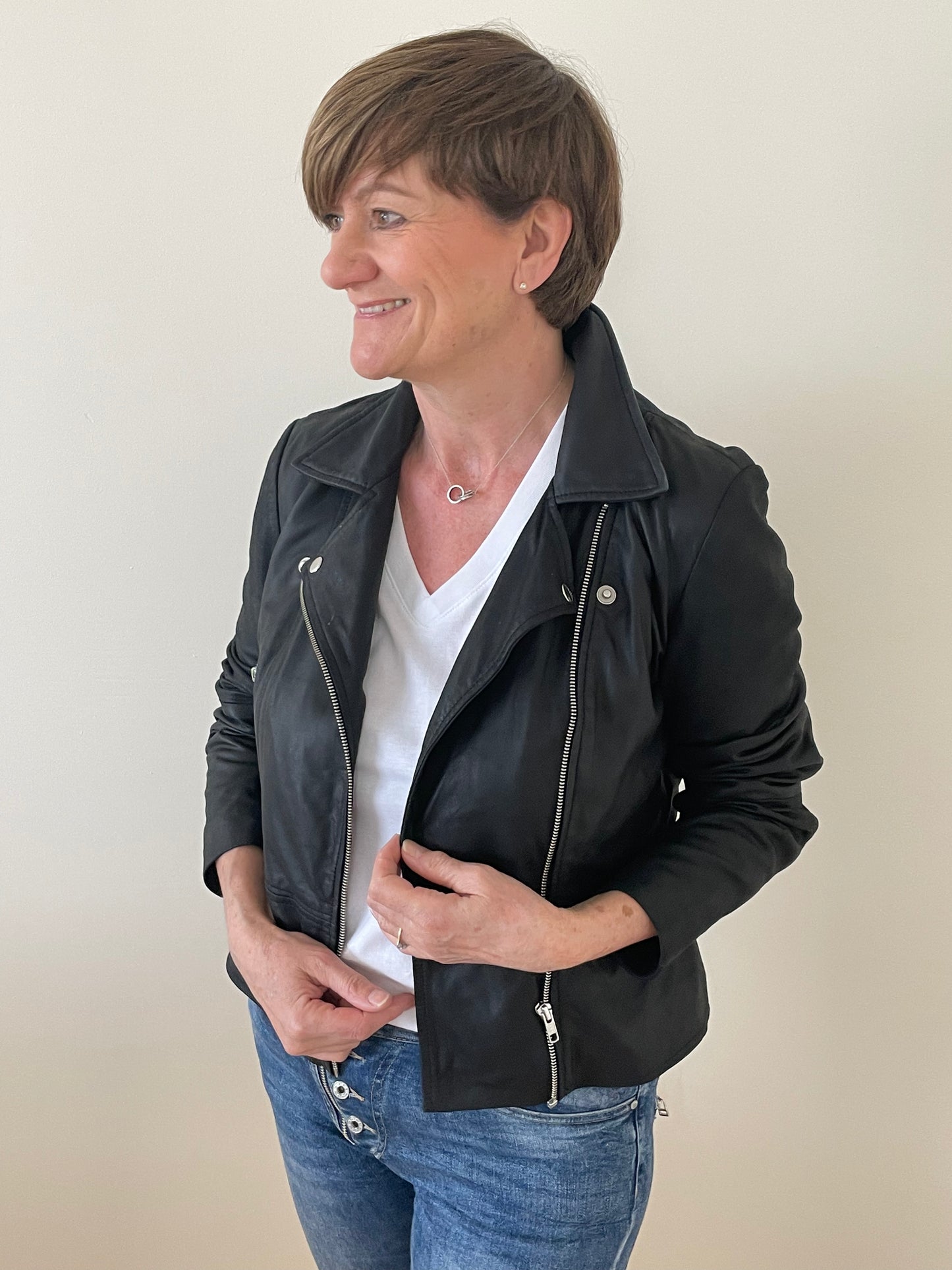 YAS Sophie Leather Jacket | Black